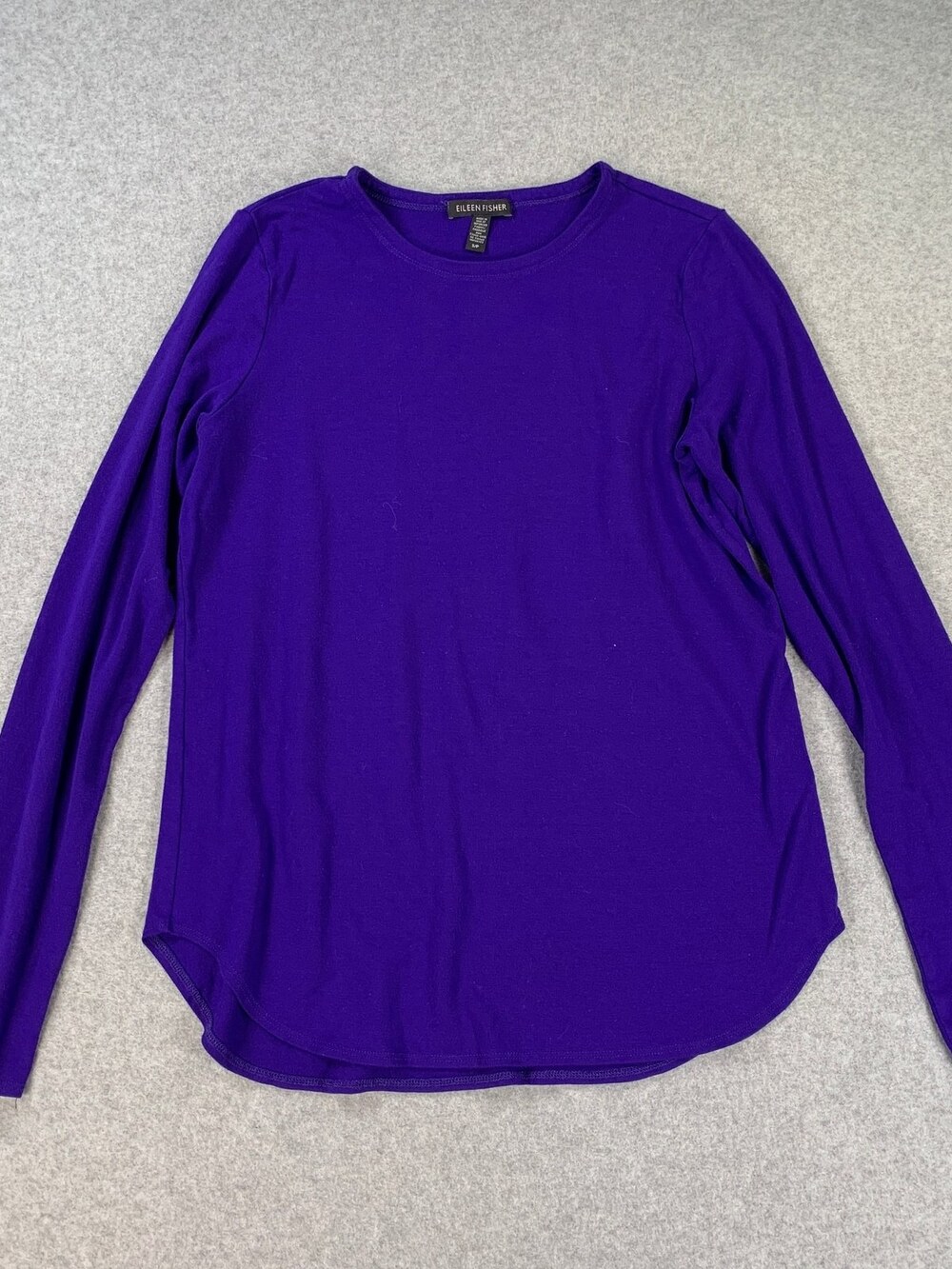 Eileen Fisher Long Sleeve Crewneck Top Purple Viscose Stretch Women's Size Small
